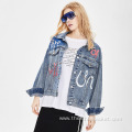 Wholesale Loose Colorful Print Denim Jacket for Women